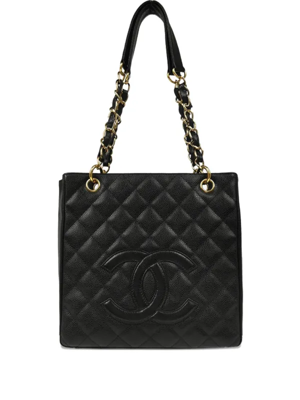 Chanel Pre-owned 2003 Chain Shopping Tote Bag in Black