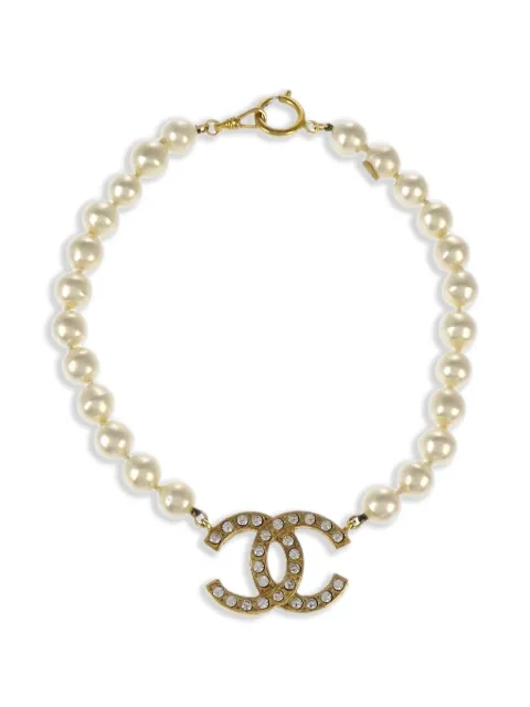 CHANEL Pre-Owned collar con perlas artificiales con CC 1990-2000