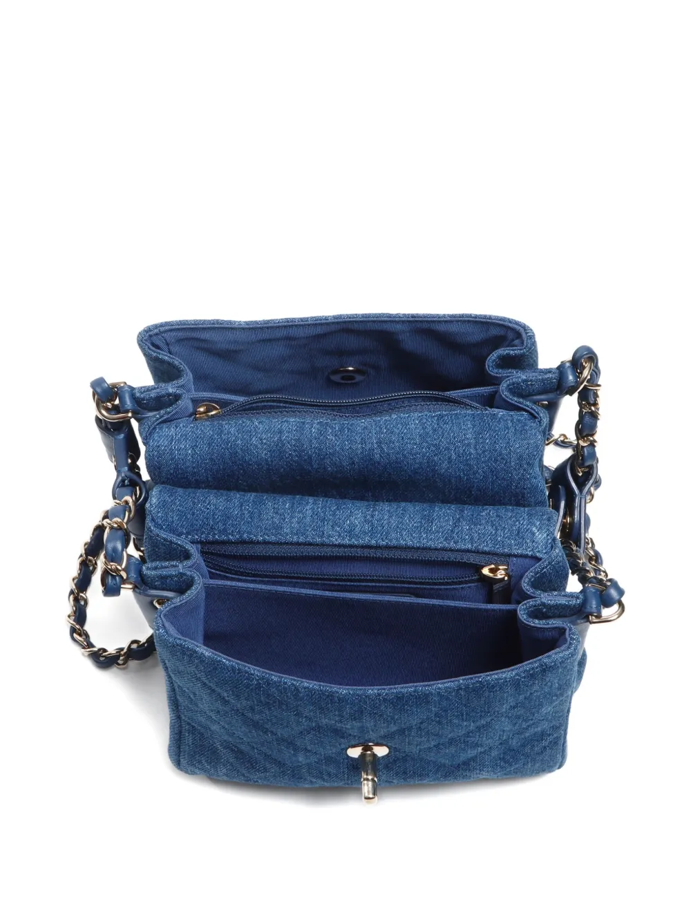 Pre-owned Chanel 2019 Chain Denim Shoulder Bag In Blue