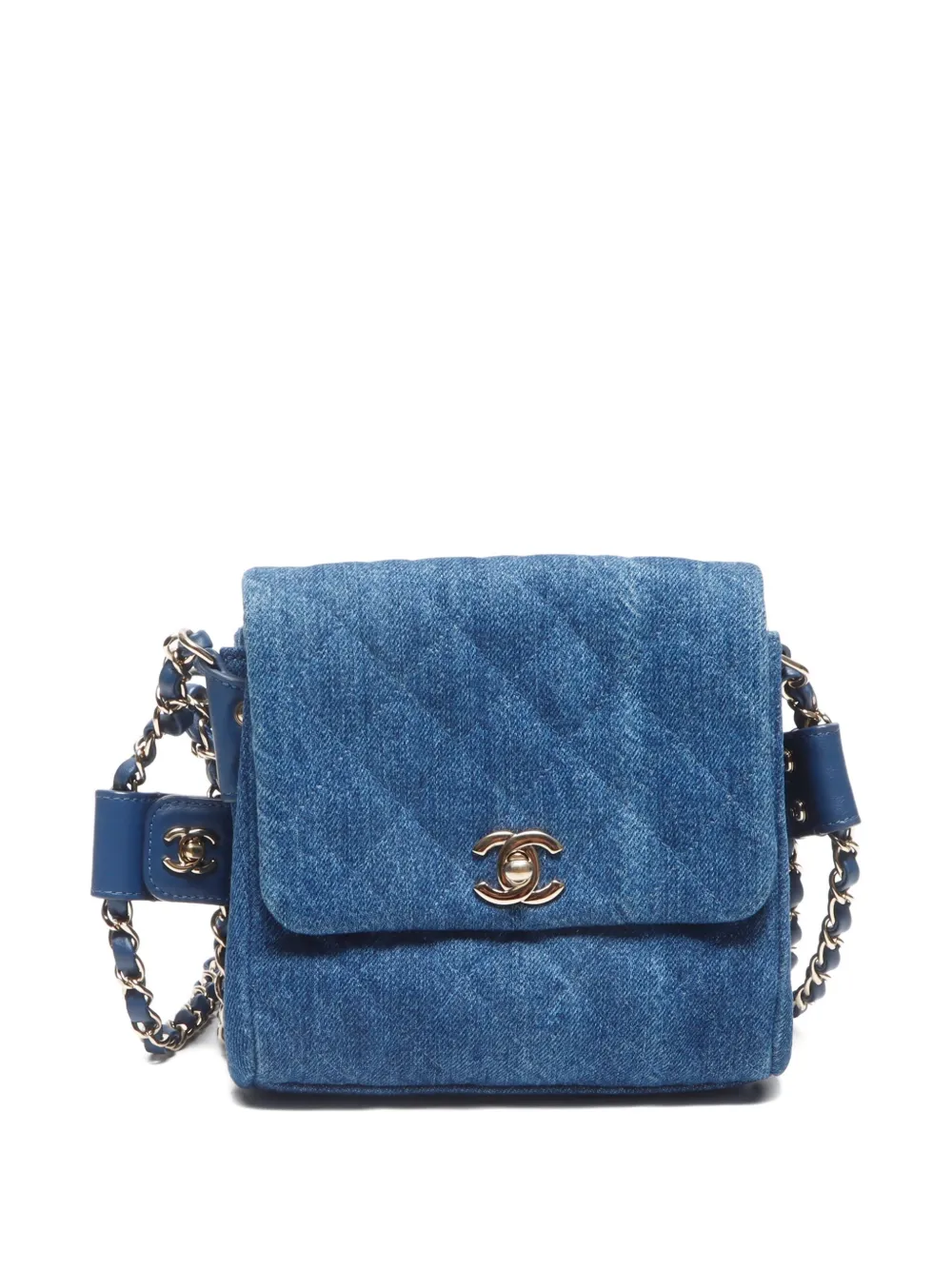Pre-owned Chanel 2019 Chain Denim Shoulder Bag In Blue