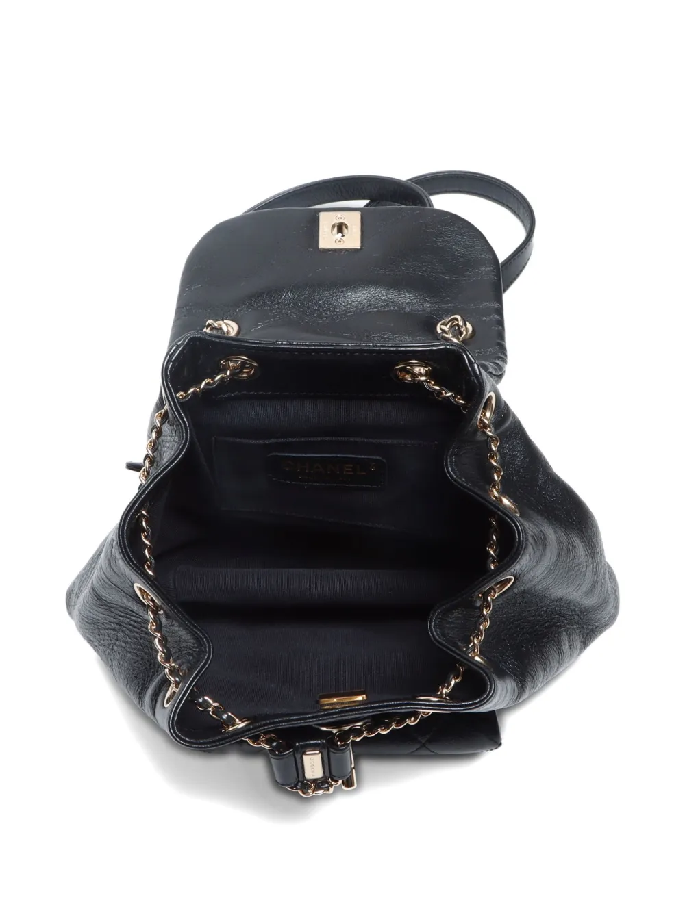 Pre-owned Chanel 2020-2024 Mini Cc Mark Backpack In Black