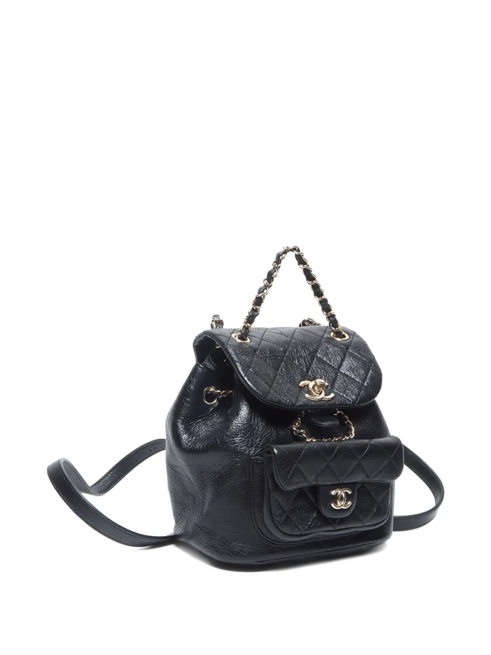 Pre-owned Chanel 2020-2024 Mini Cc Mark Backpack In Black