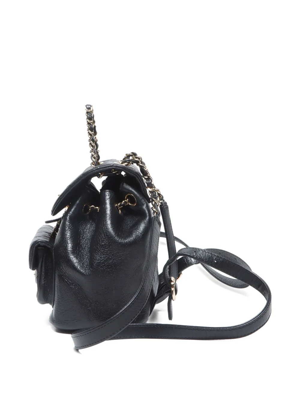 Pre-owned Chanel 2020-2024 Mini Cc Mark Backpack In Black