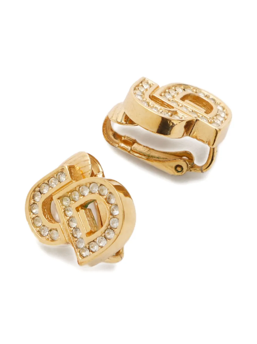 Pre-owned Dior 1990-2015 Logo Earrings In Gold