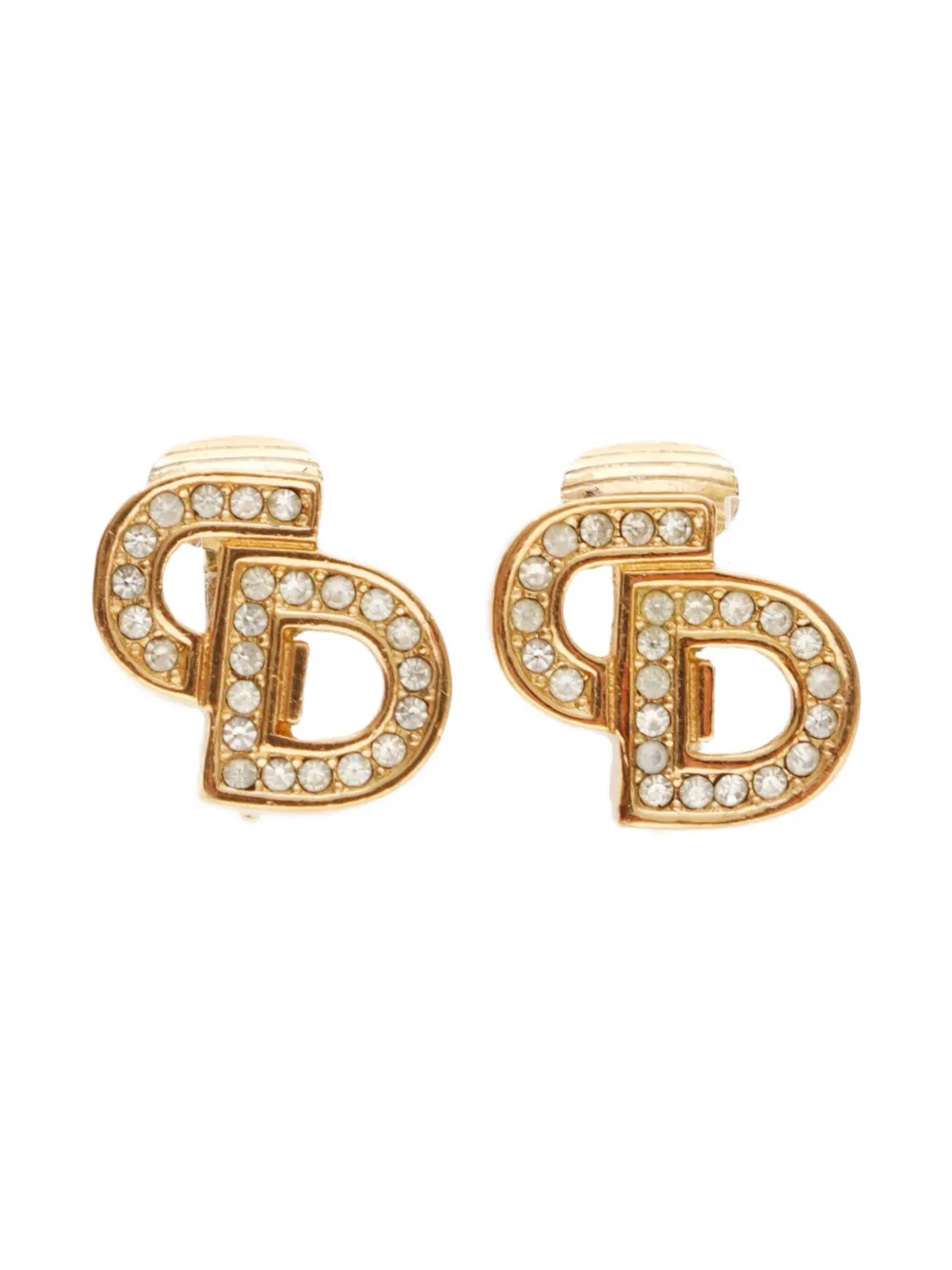 Christian Dior Pre-Owned 1990-2015 ロゴ ピアス - ゴールドトーン Christian Dior Pre-Owned 1990-2015 ロゴ ピアス - ゴールドトーン