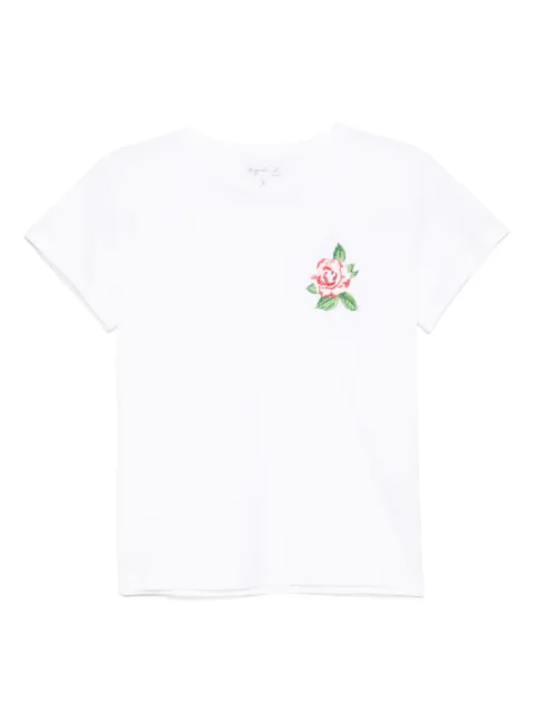 agnès b.  embroidered floral T-sihrt