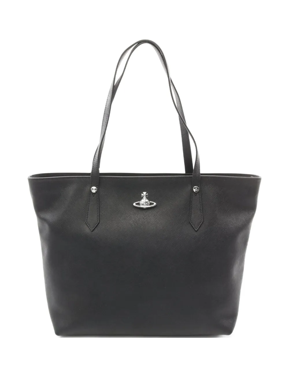 Vivienne Westwood Pre-Owned 2020s Orb プレート レザーハンドバッグ - ブラック Vivienne Westwood Pre-Owned 2020s Orb プレート レザーハンドバッグ - ブラック