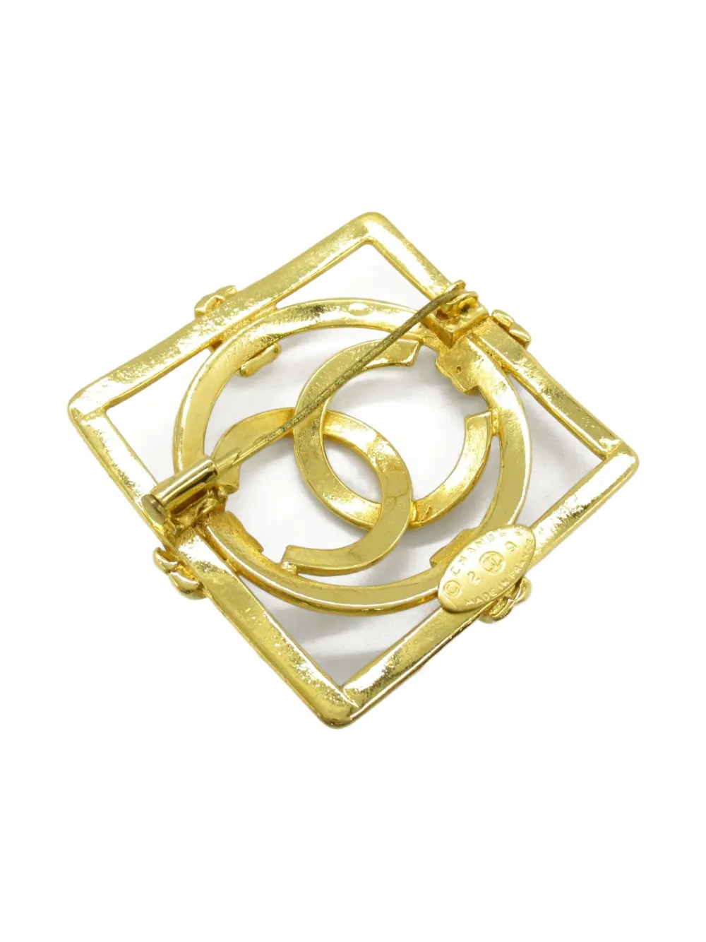 Pre-owned Chanel 1986-1988 Interlocking Cc Brooch In Gold