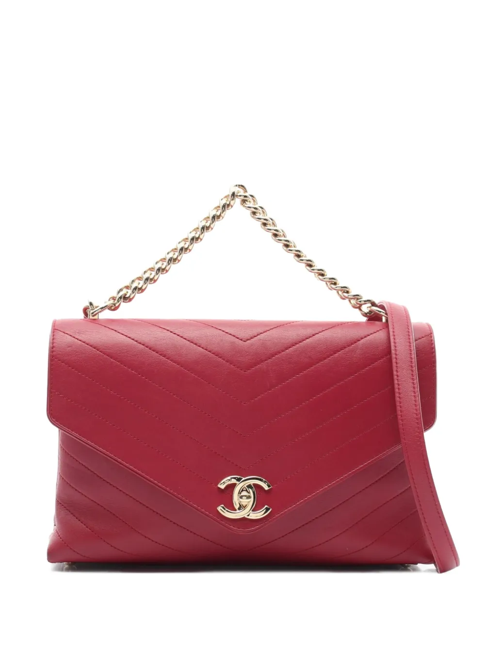 CHANEL Pre-Owned 2018-2019 Vステッチ 2wayハンドバッグ - レッド CHANEL Pre-Owned 2018-2019 Vステッチ 2wayハンドバッグ - レッド