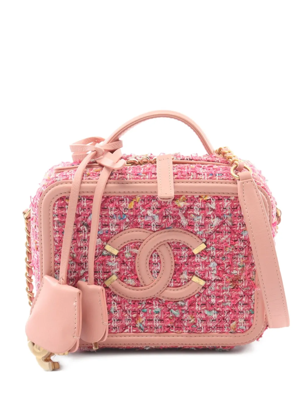Pre-owned Chanel 2019 Small Cc Filigree Two-way Vanity Bag In Pink
