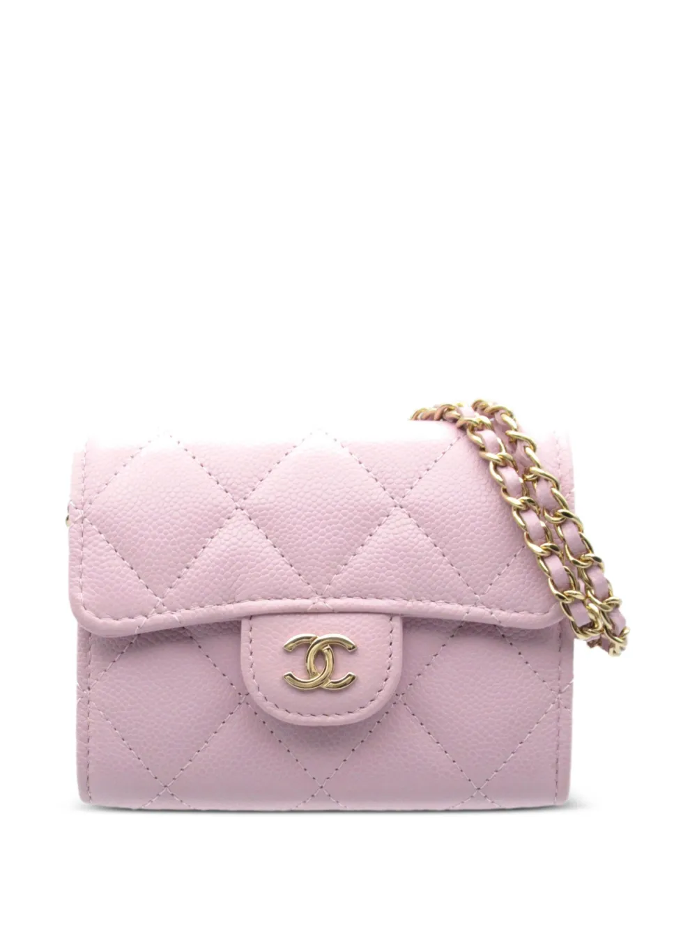 CHANEL Pre-Owned 2021 キャビアレザー マトラッセ カードケース - パープル CHANEL Pre-Owned 2021 キャビアレザー マトラッセ カードケース - パープル