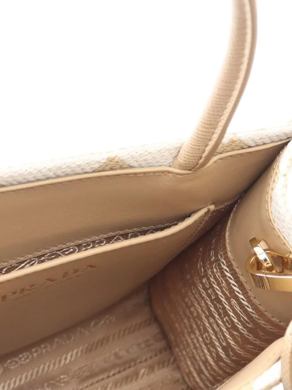 Pre-owned Prada 2010s Symbole Embroidered Tote Bag In Neutrals