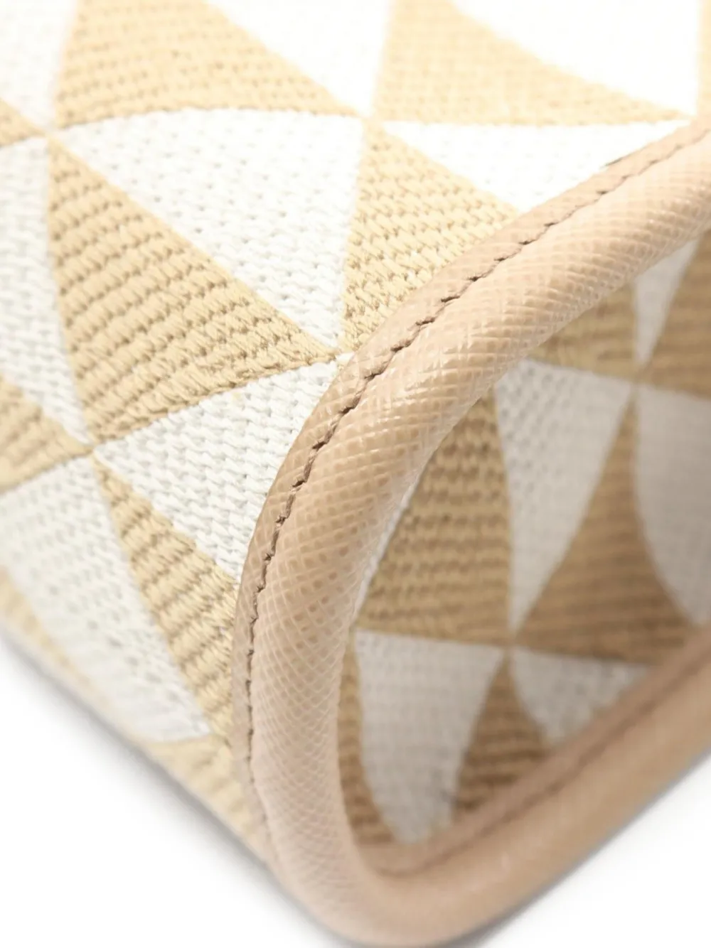 Pre-owned Prada 2010s Symbole Embroidered Tote Bag In Neutrals