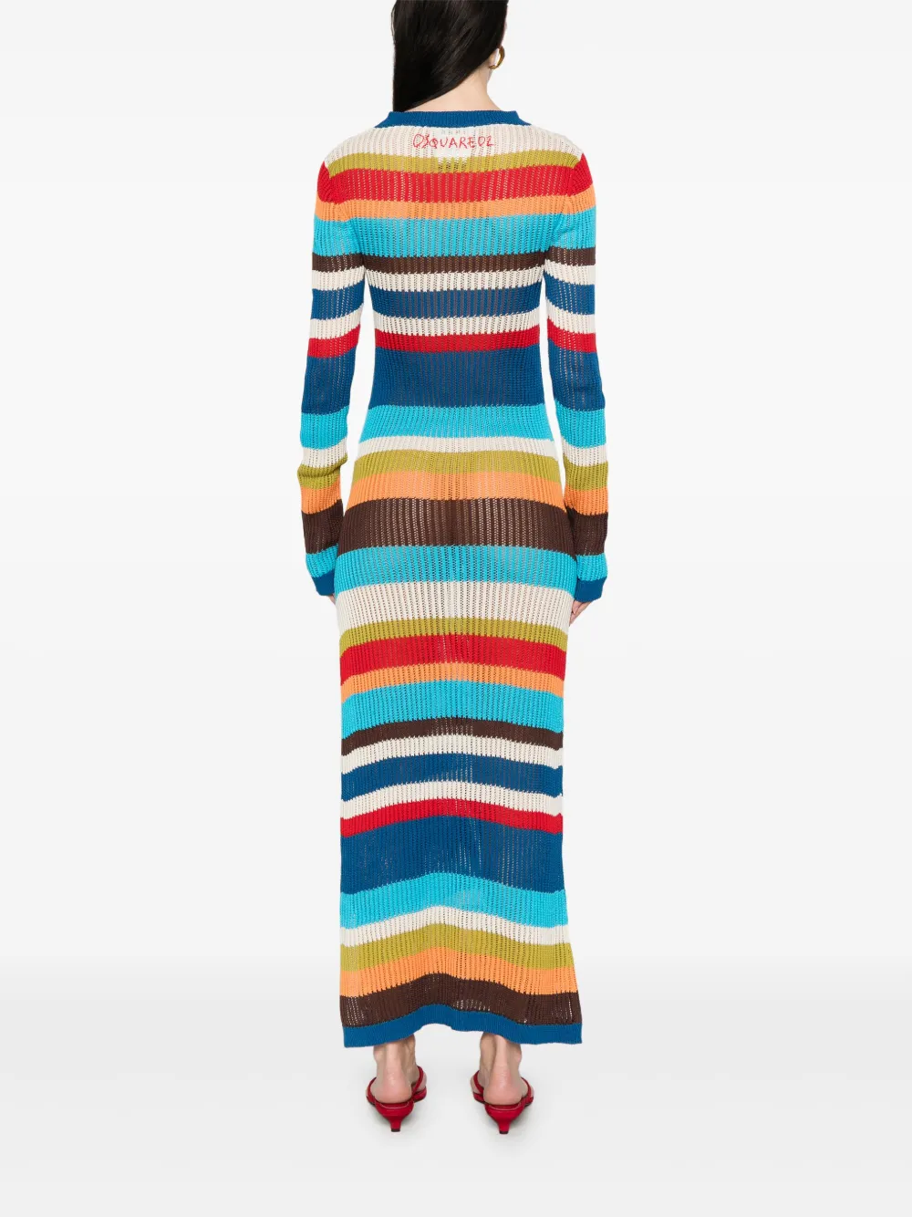 Shop Dsquared2 Knitted Maxi Dress In Blue