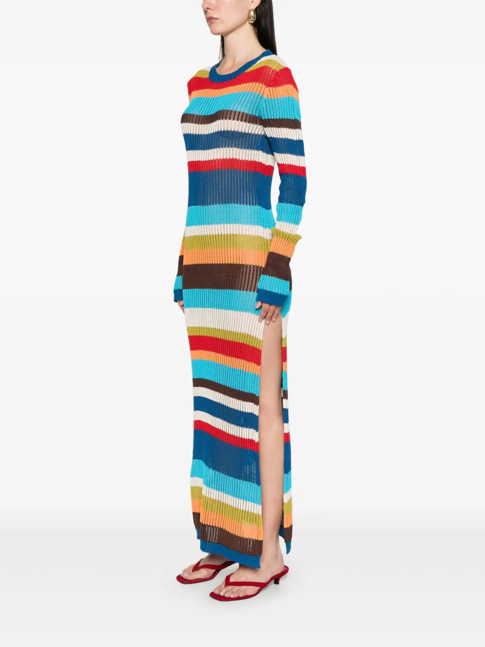 Shop Dsquared2 Knitted Maxi Dress In Blue