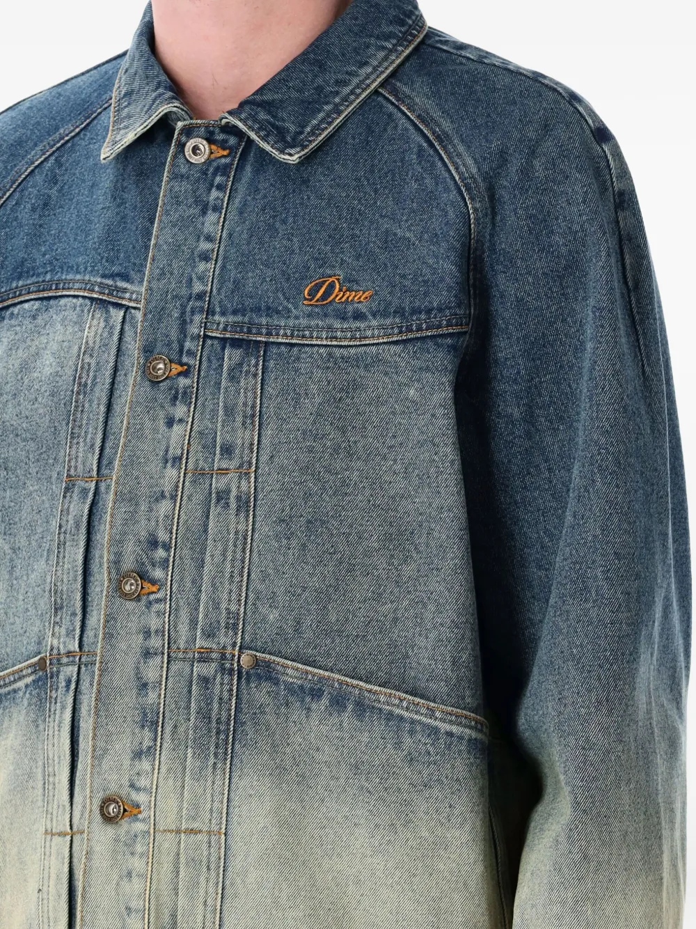 Shop Dime Logo-embroidered Denim Jacket In Blue