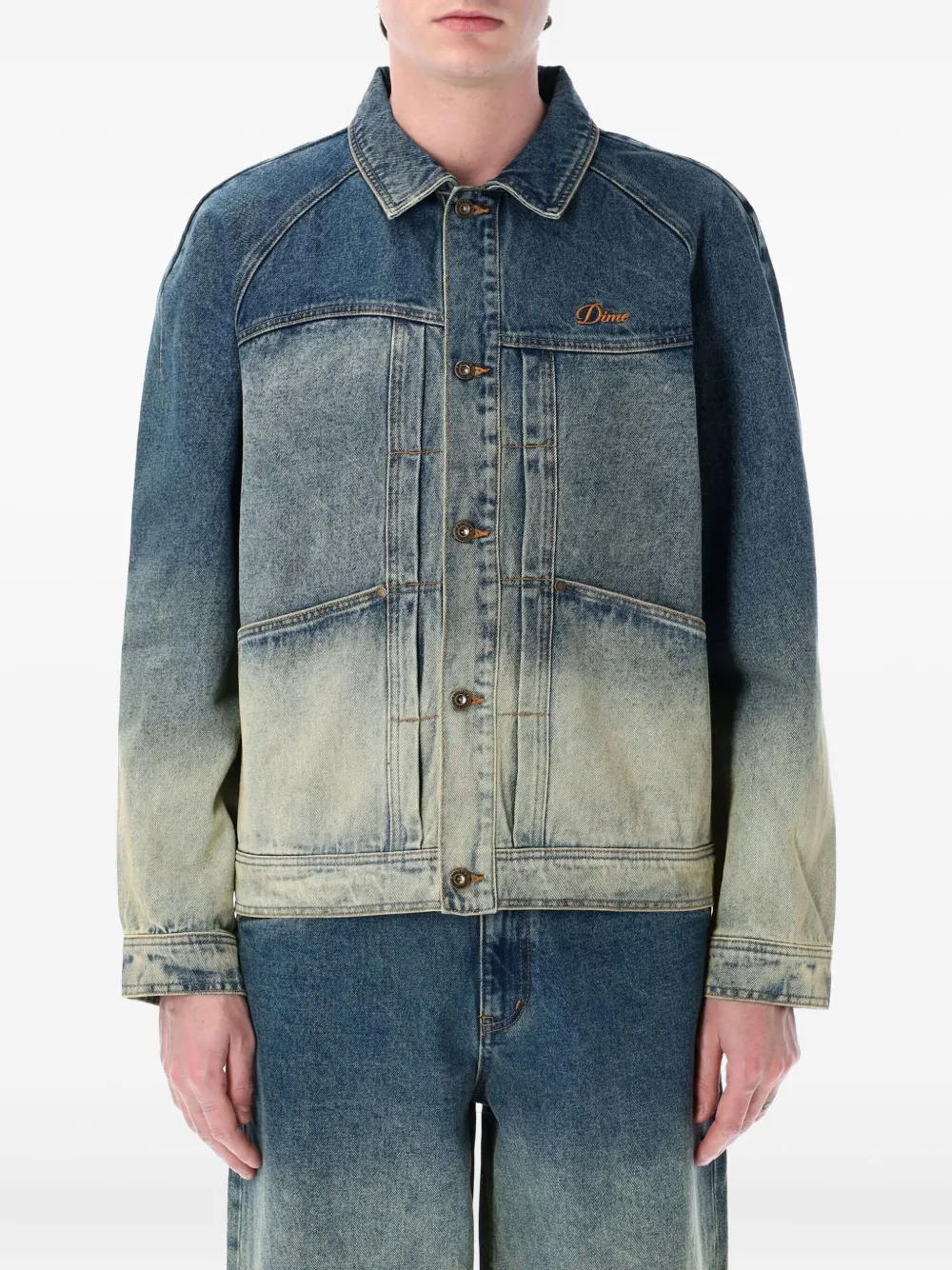 Shop Dime Logo-embroidered Denim Jacket In Blue