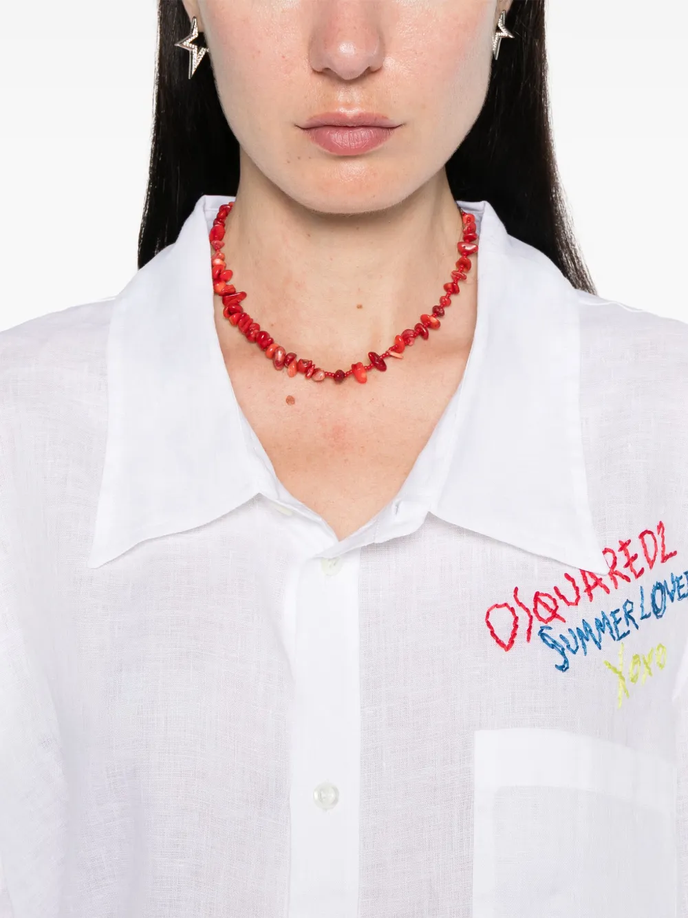 DSQUARED2 Blouse met geborduurd logo Wit