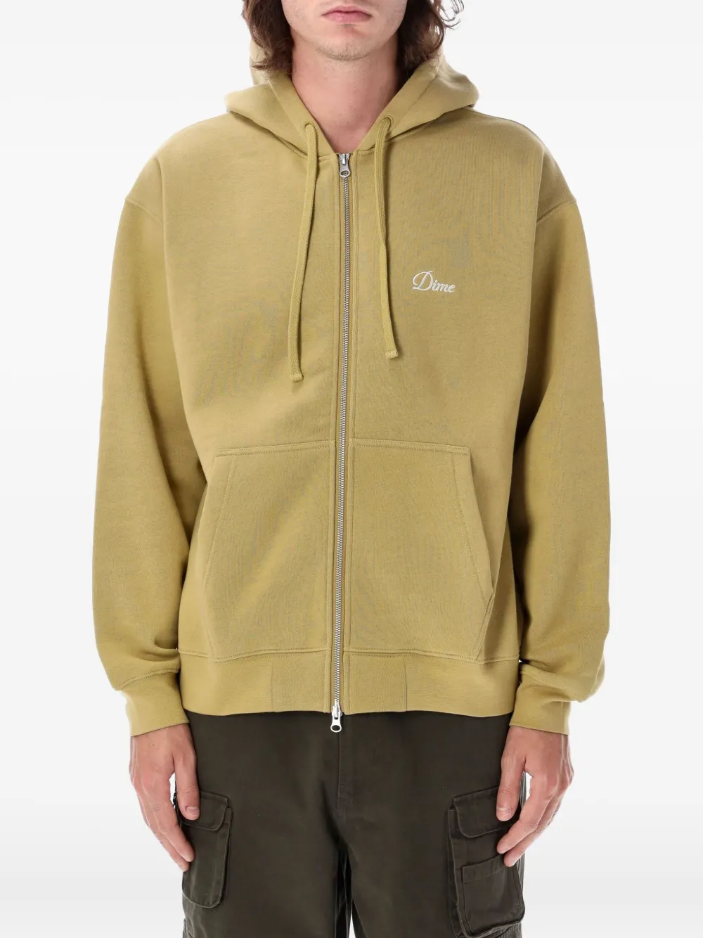 dime cursive zip-up hoodie | Yellow | Image 1