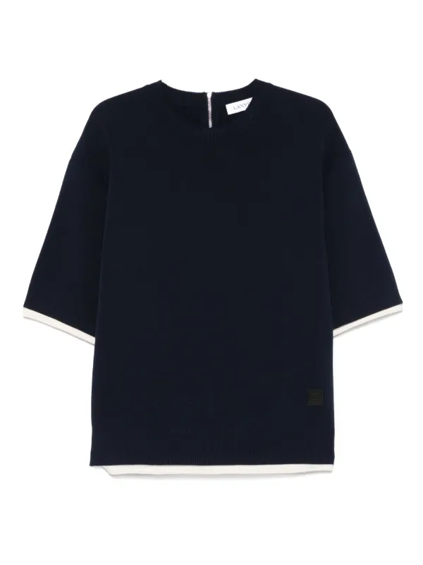 Lanvin Contrasting-trim T-shirt in Blue