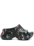 Balenciaga rose-print slides - Black
