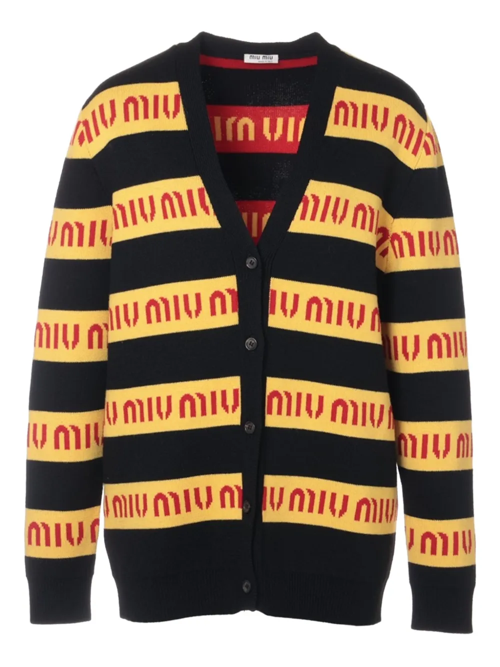 Miu Miu Pre-Owned 2020 logo-intarsia cardigan | Black | Image 1