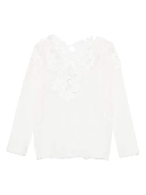 Pull à dentelle fleurie - Ermanno Scervino - Modalova