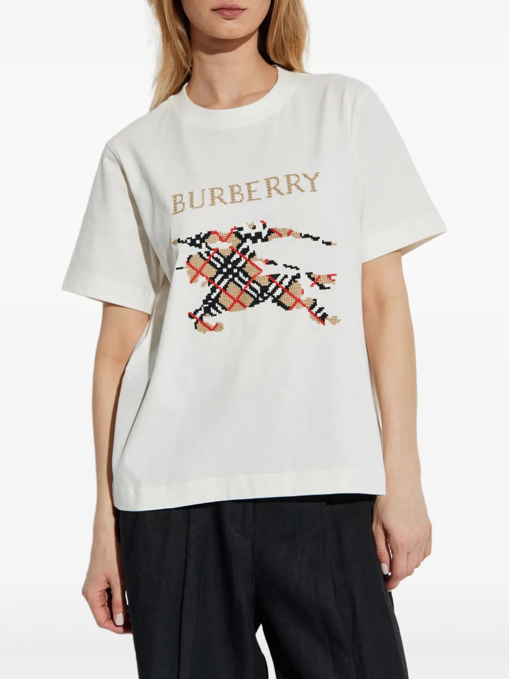 Burberry Geruit grafisch T-shirt Wit