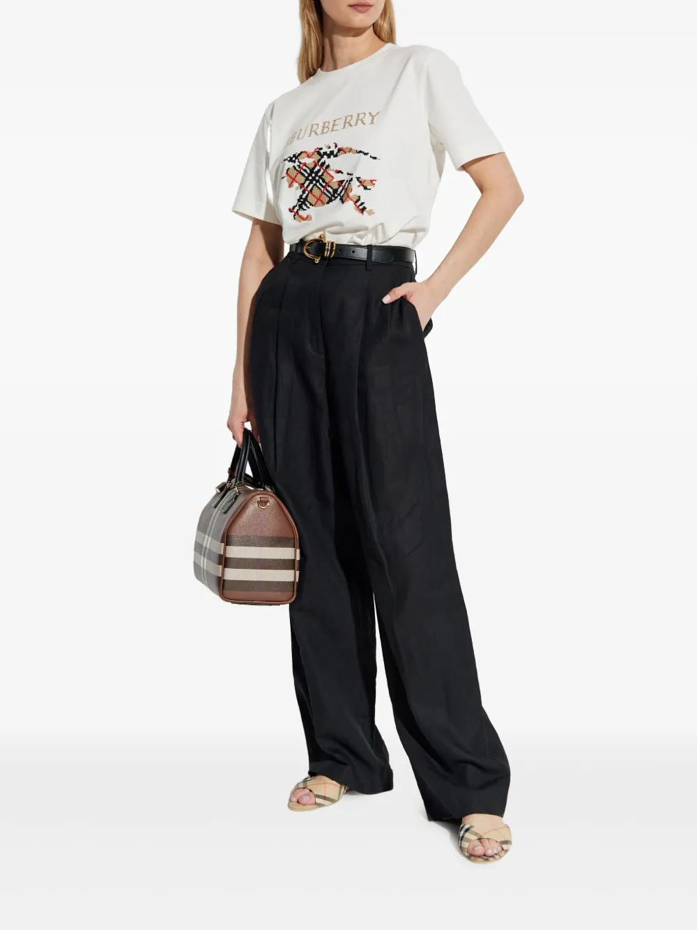 Burberry Geruit grafisch T-shirt Wit