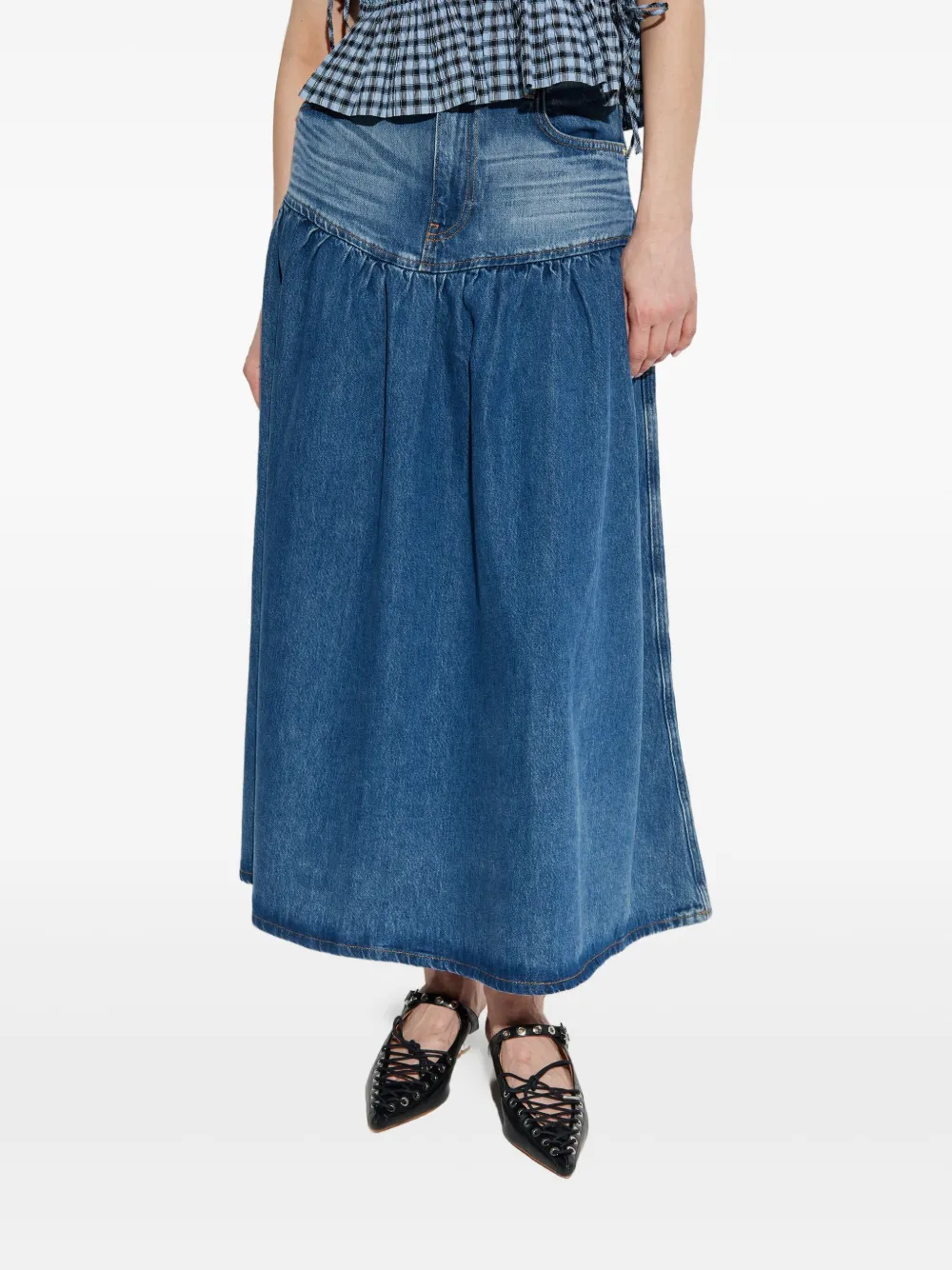 GANNI Midi-spijkerrok Blauw