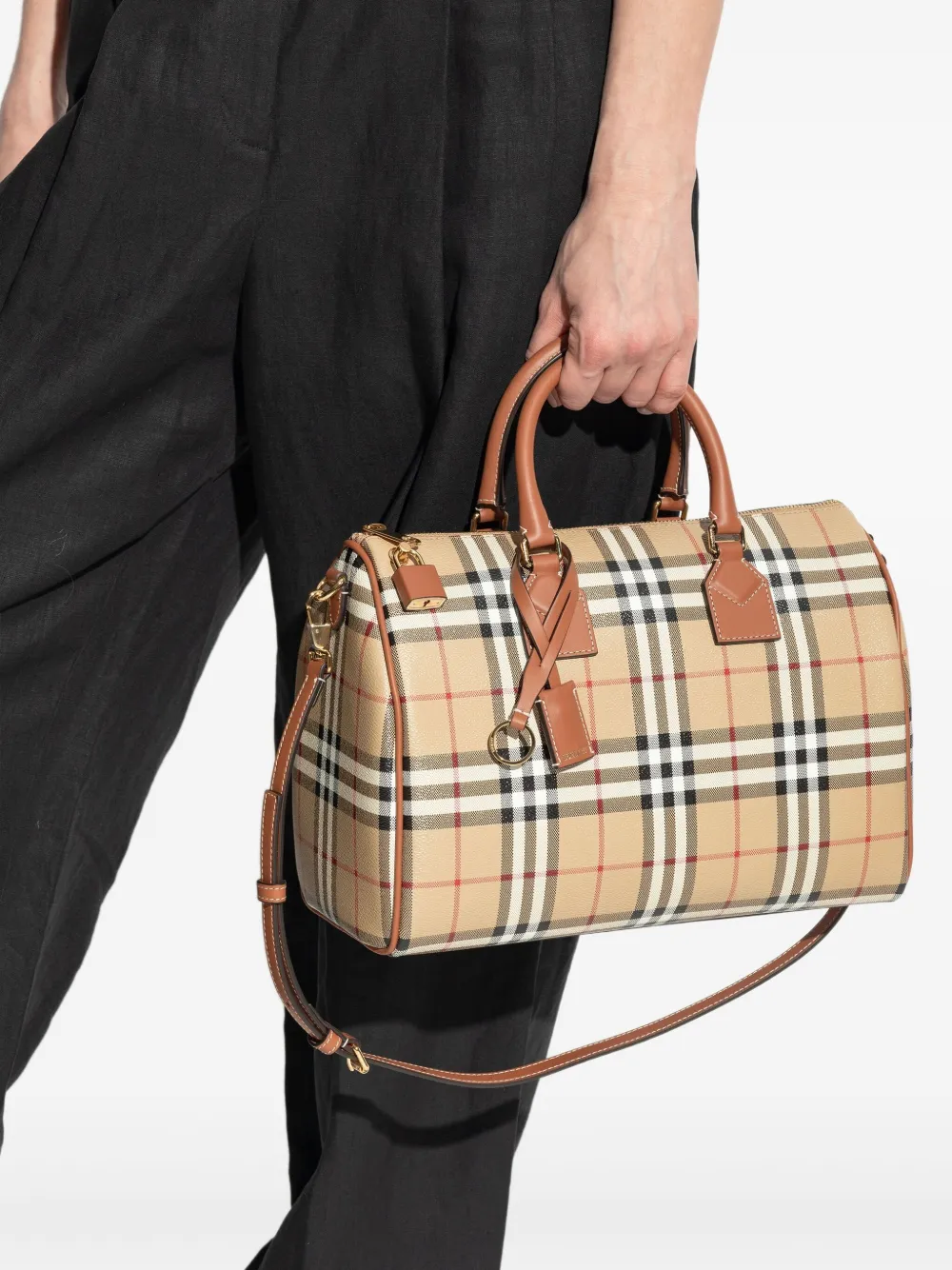 Burberry Geruite duffeltas Beige