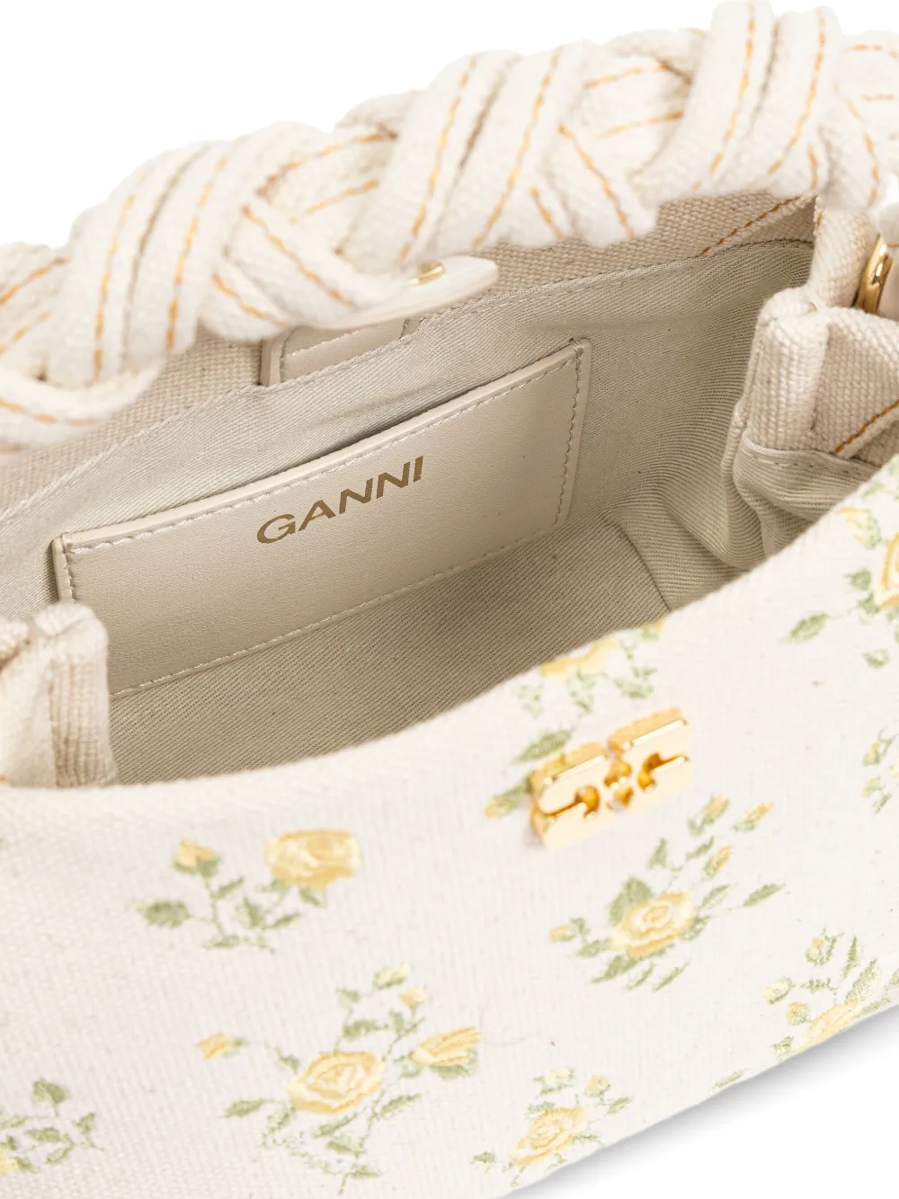 GANNI Clutch met geborduurde bloemen Wit
