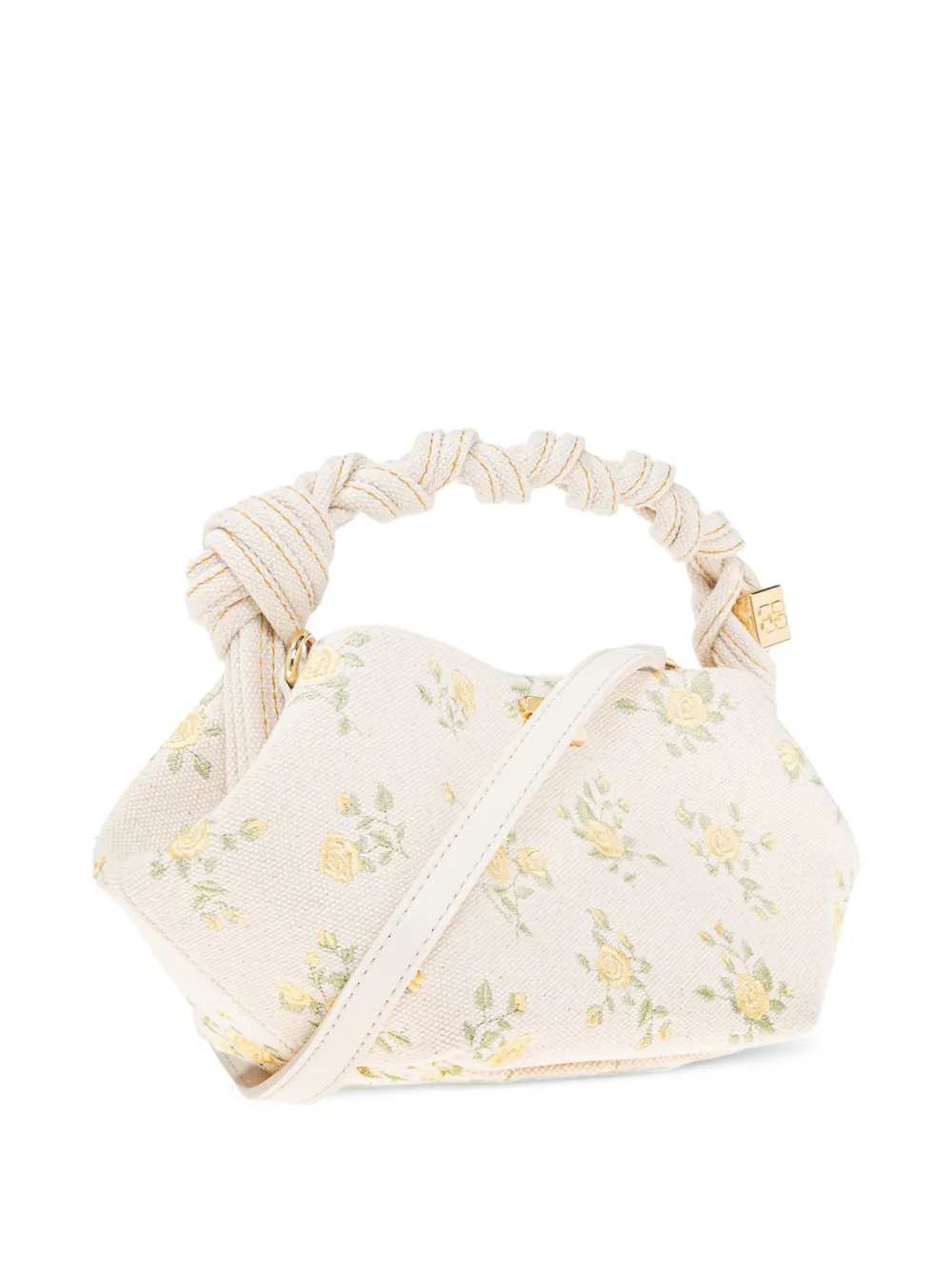 GANNI Clutch met geborduurde bloemen Wit