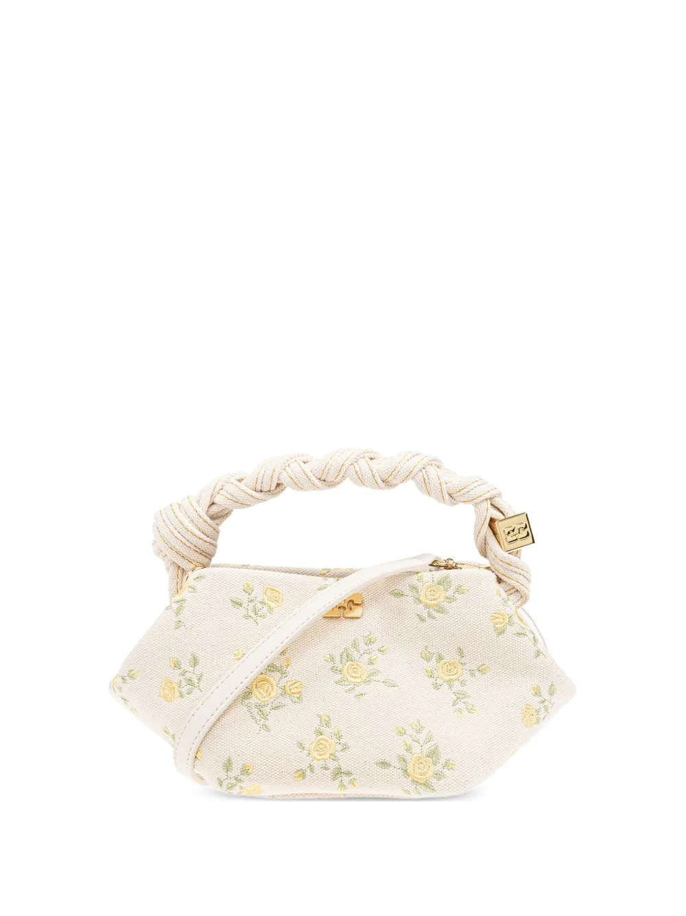 GANNI Clutch met geborduurde bloemen Wit