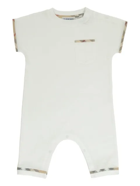 Burberry Kids Check Trim Cotton Playsuit