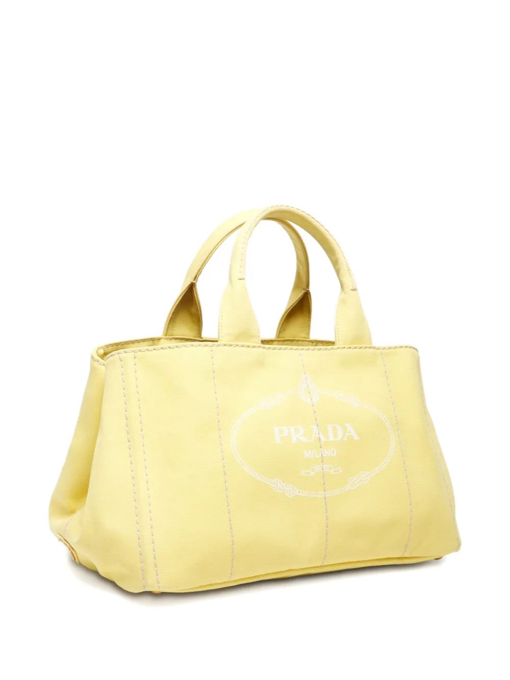 Pre-owned Prada 2015-2020 Large Canapa Tote Bag In Yellow