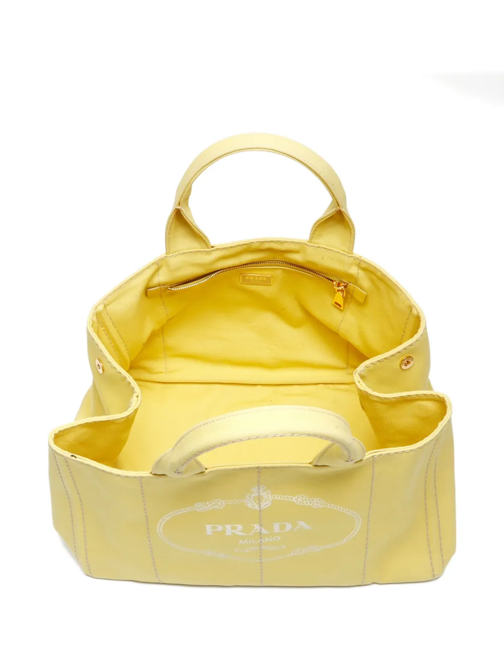 Pre-owned Prada 2015-2020 Large Canapa Tote Bag In Yellow