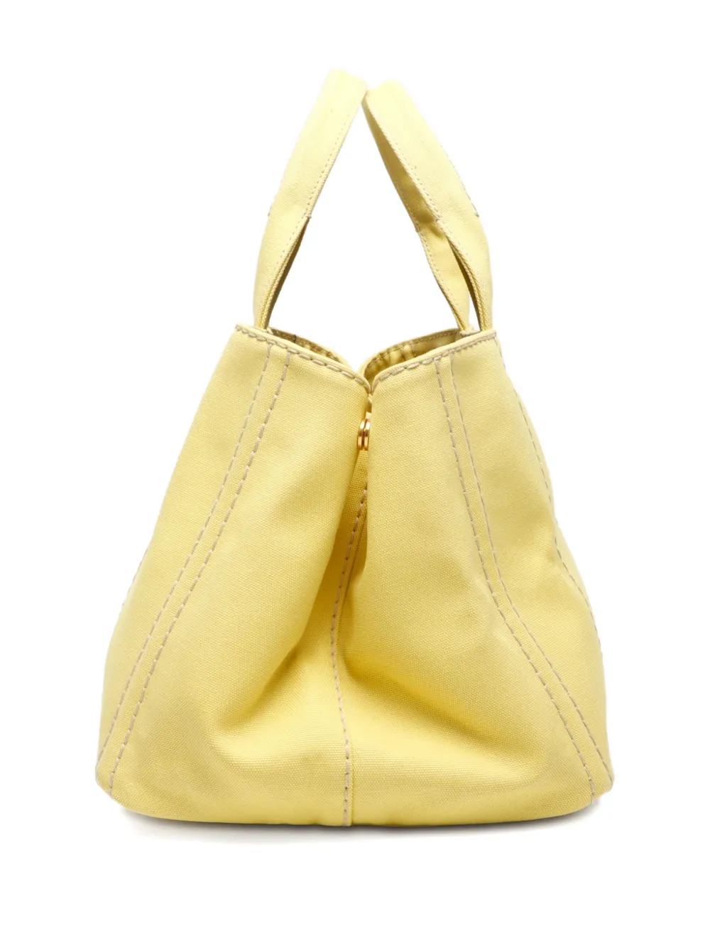 Pre-owned Prada 2015-2020 Large Canapa Tote Bag In Yellow
