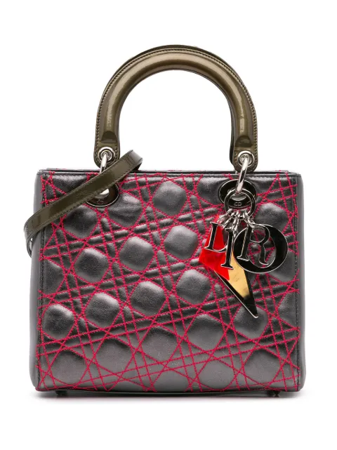 Christian Dior Pre-Owned 2011 Anselm Reyle Medium Metallic Lambskin Cannage Lady Dior satchel