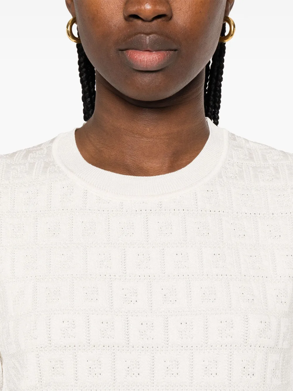 FENDI T-shirt met FF-jacquard Wit
