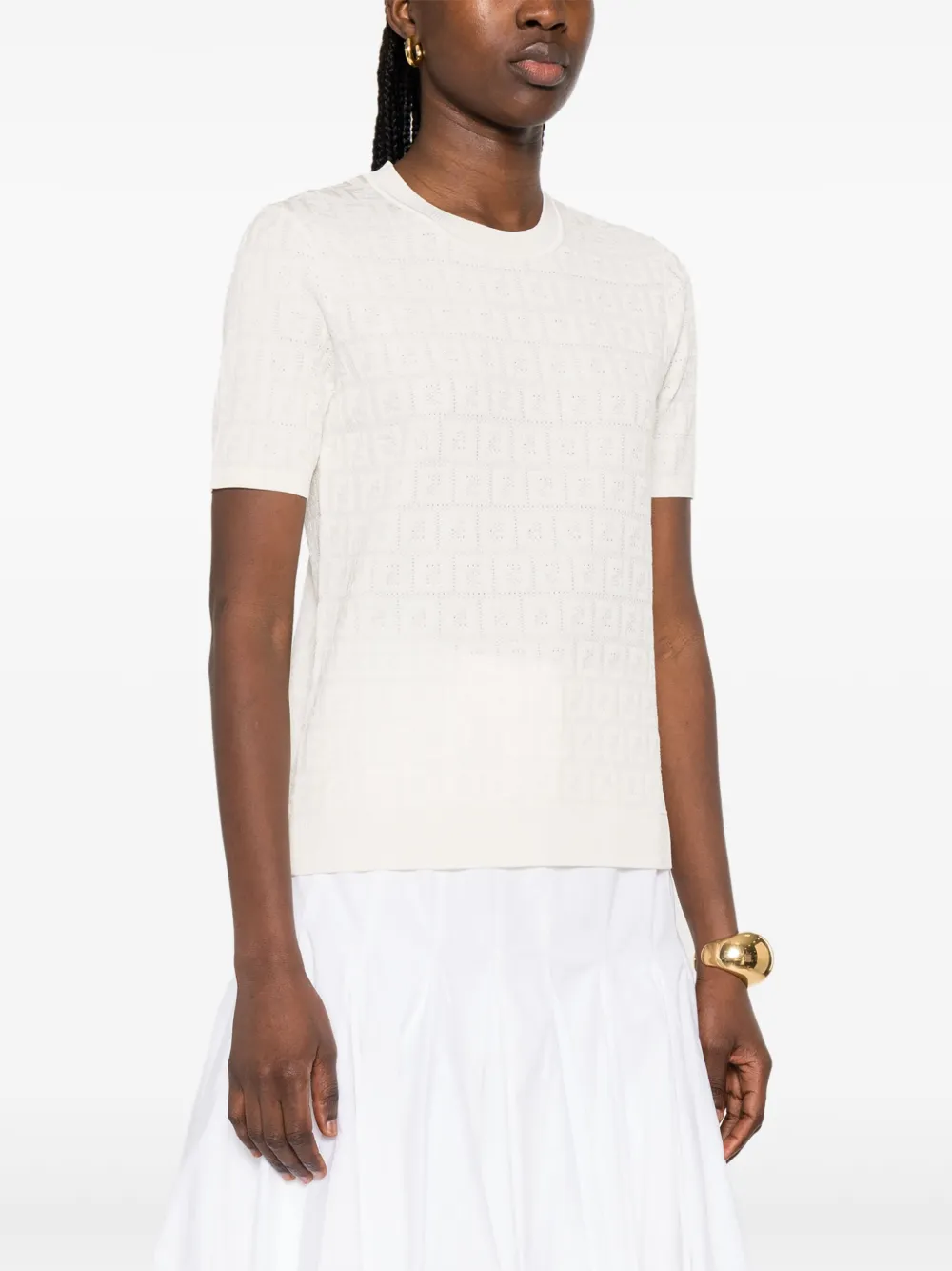 FENDI T-shirt met FF-jacquard Wit