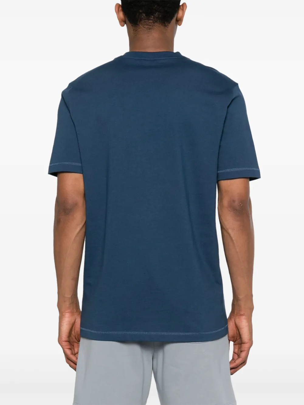 BOSS Katoenen T-shirt met logoprint Blauw
