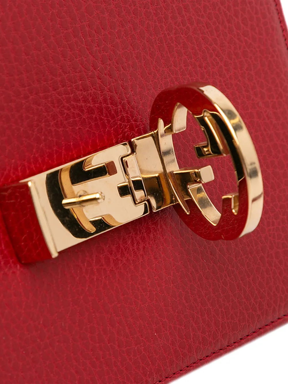 Pre-owned Gucci 2016-2024 Small Dollar Calfskin Interlocking G Crossbody Bag In Red