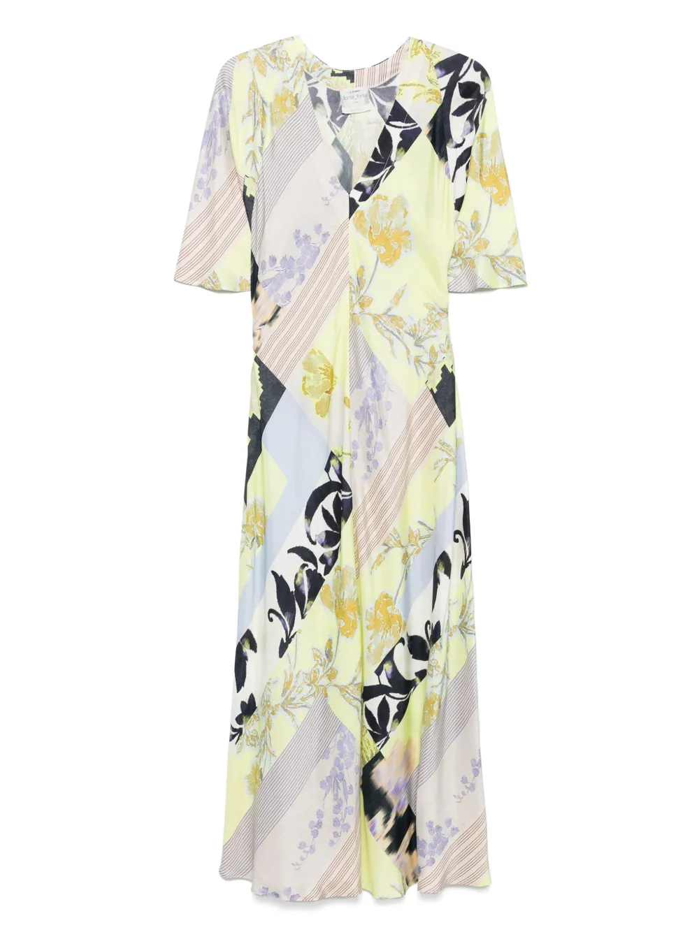 Forte Maxi-jurk met print Beige