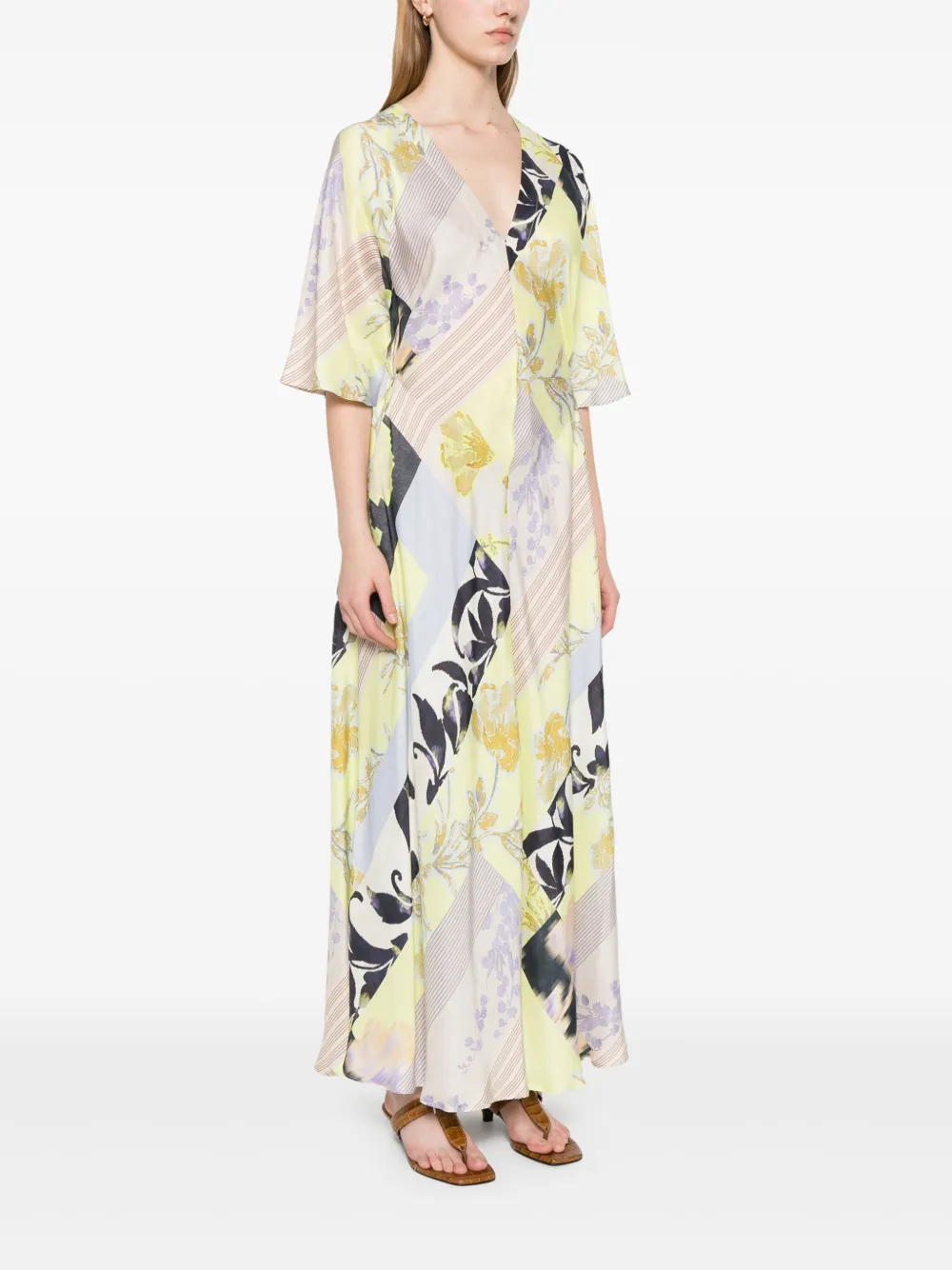 Forte Maxi-jurk met print Beige