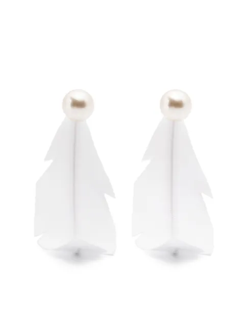 Marni fabric-feather earrings