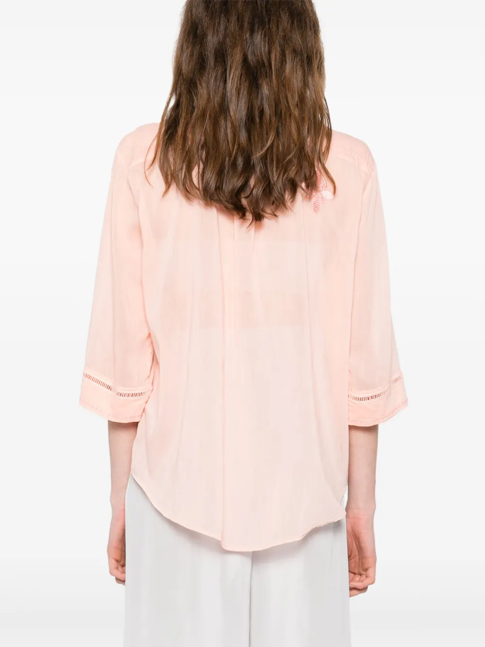 Forte Blouse met geborduurde bloemen Oranje