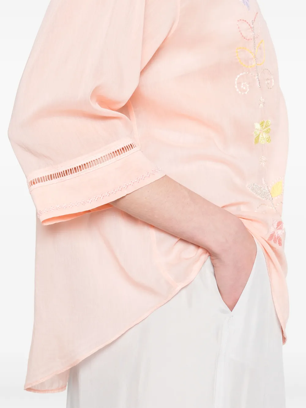 Forte Blouse met geborduurde bloemen Oranje