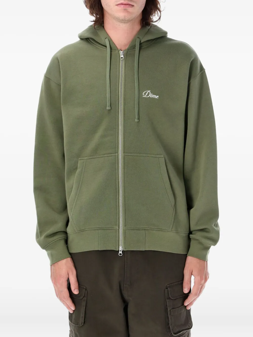 Dime Cursive hoodie met rits Groen