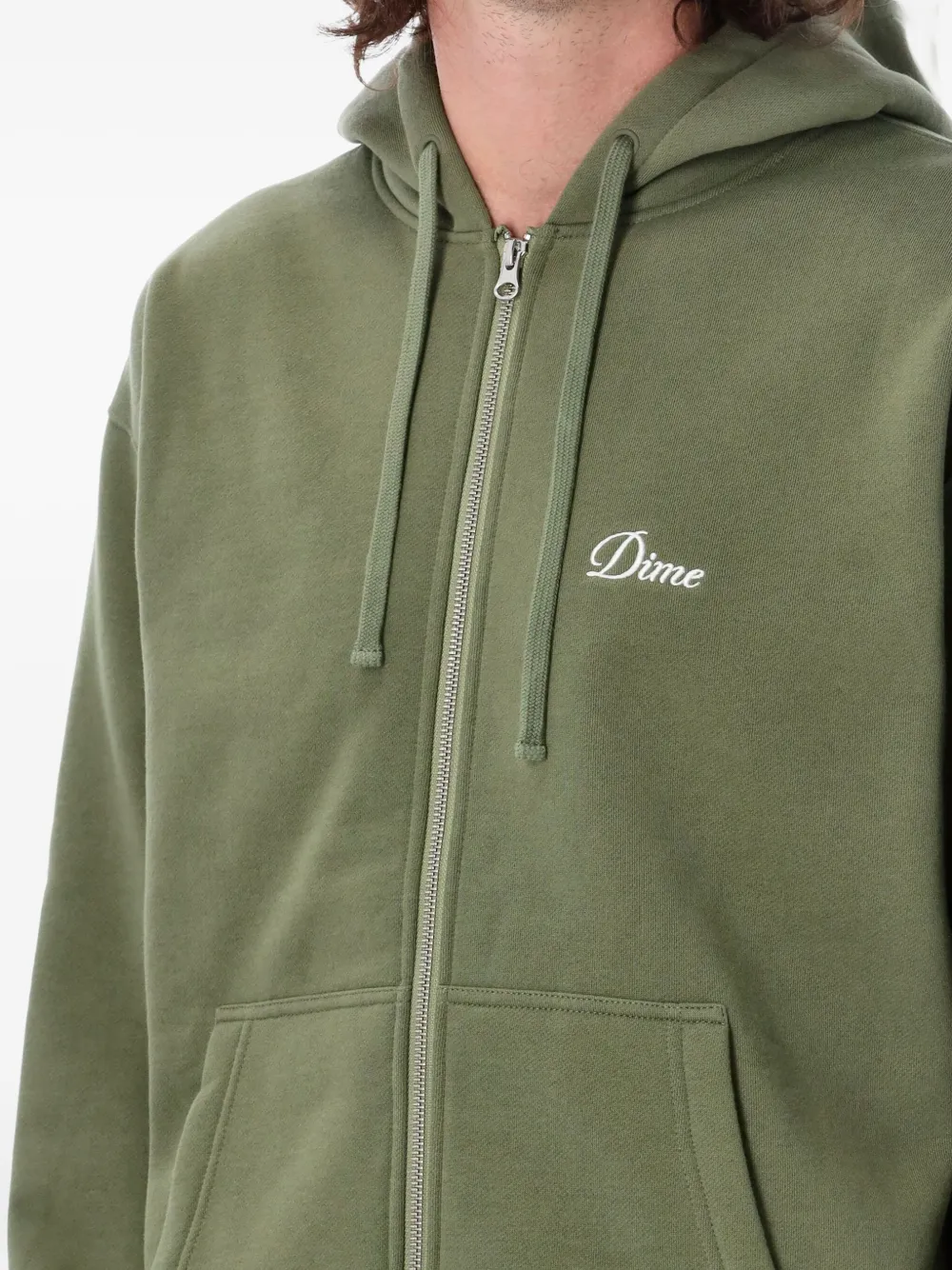 dime Cursive hoodie met rits Groen